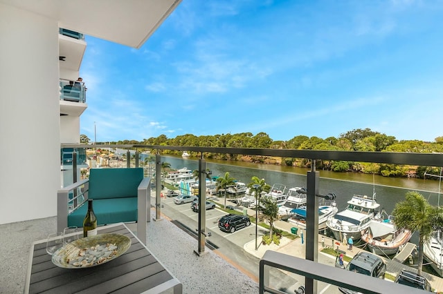 balcony with a water view