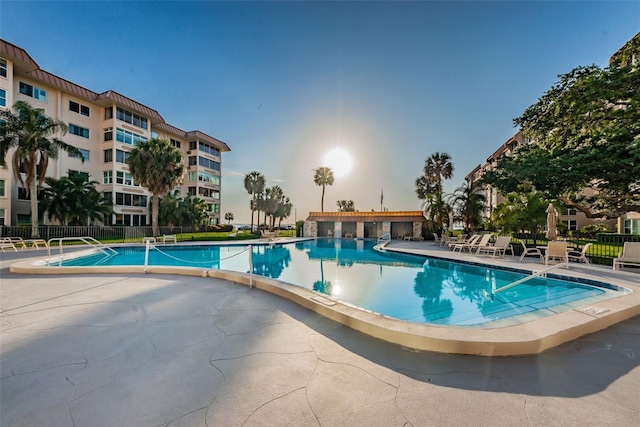 view of swimming pool featuring a patio