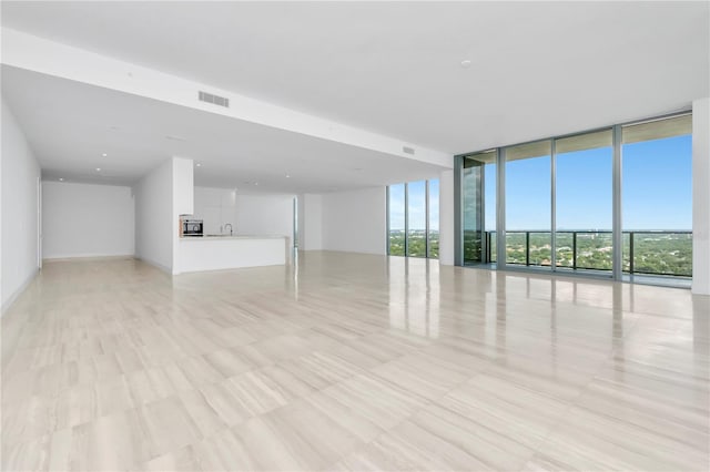 spare room featuring floor to ceiling windows