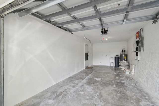 garage with a garage door opener