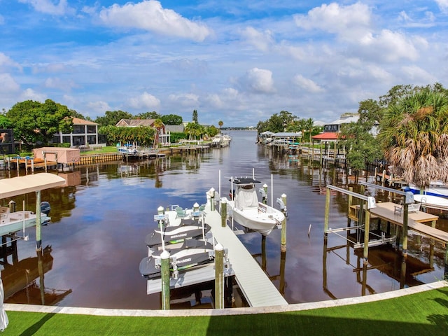 view of dock featuring a water view