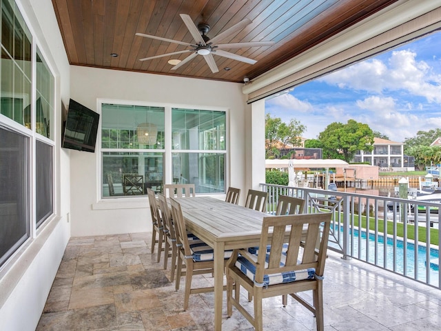 exterior space featuring a patio and ceiling fan