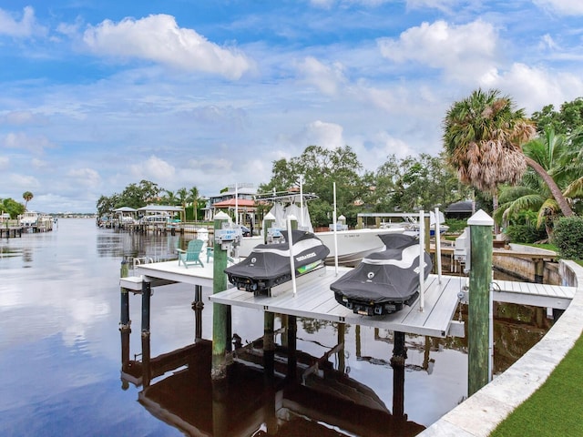 dock area featuring a water view