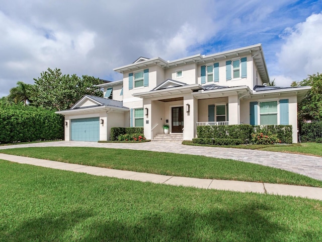 view of front of property with a front lawn and a porch