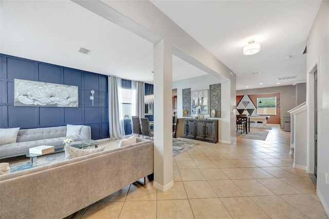 view of tiled living room