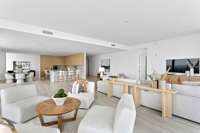 living room featuring light hardwood / wood-style floors