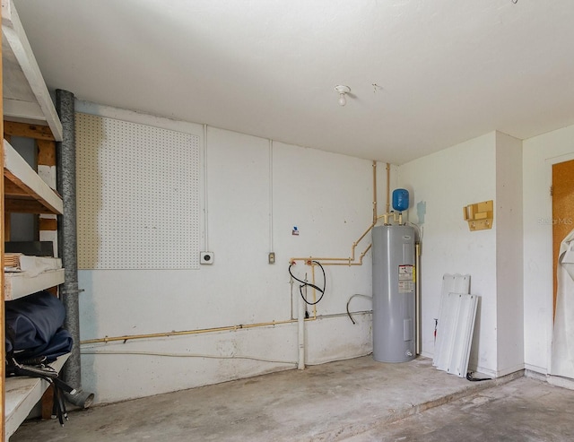 basement with electric water heater