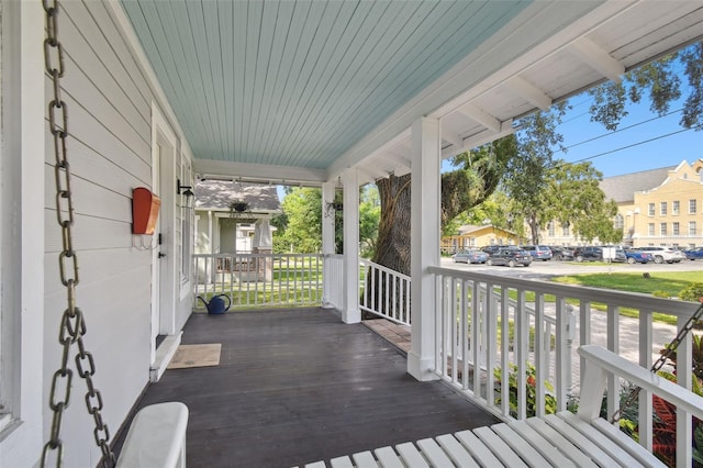 deck with a porch