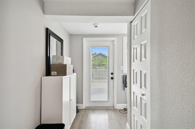 doorway to outside featuring light wood-type flooring