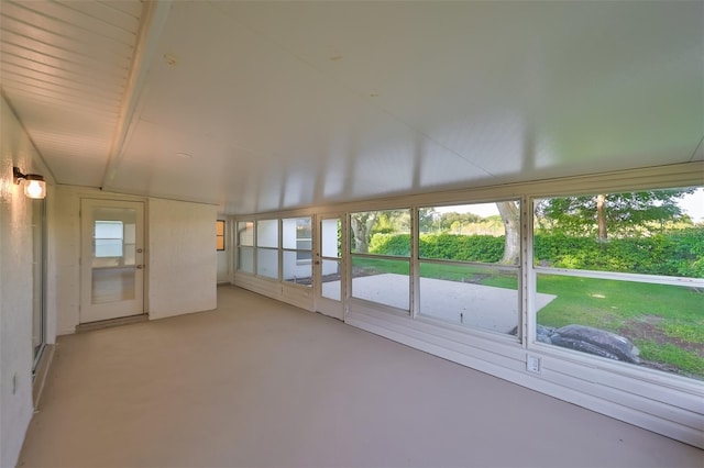 view of unfurnished sunroom