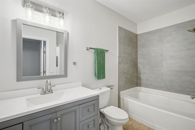 full bathroom featuring shower / bathtub combination, toilet, and vanity