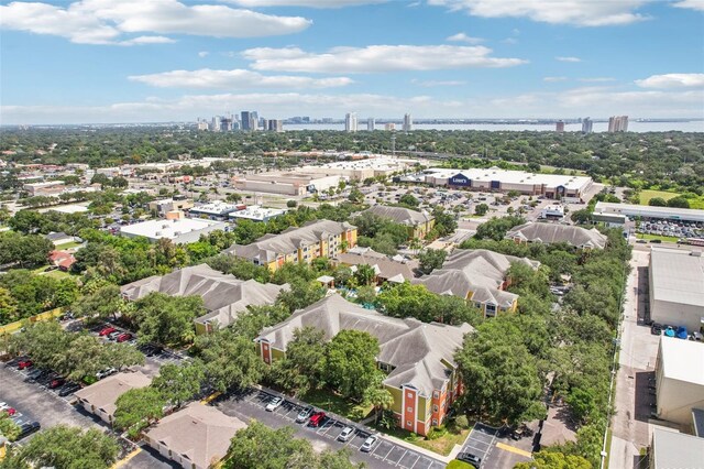 drone / aerial view with a city view