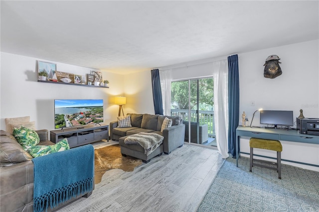 living room with hardwood / wood-style floors