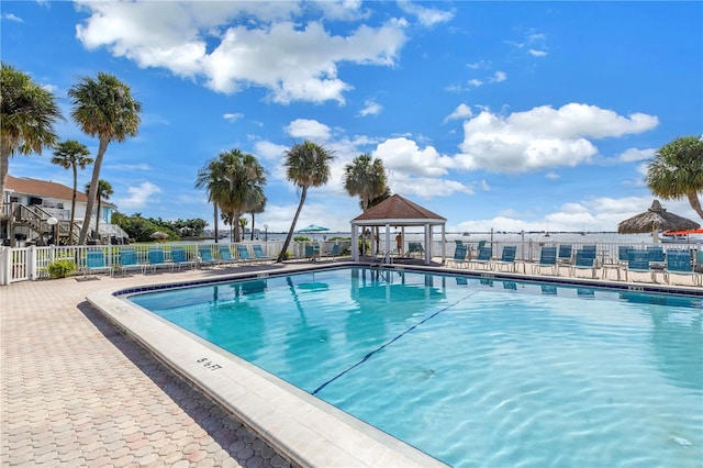 view of pool with a gazebo