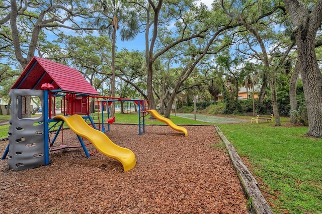 view of play area featuring a yard