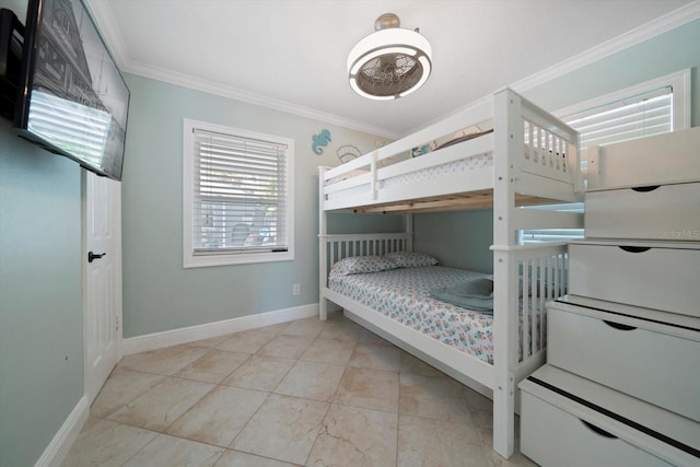 bedroom featuring crown molding