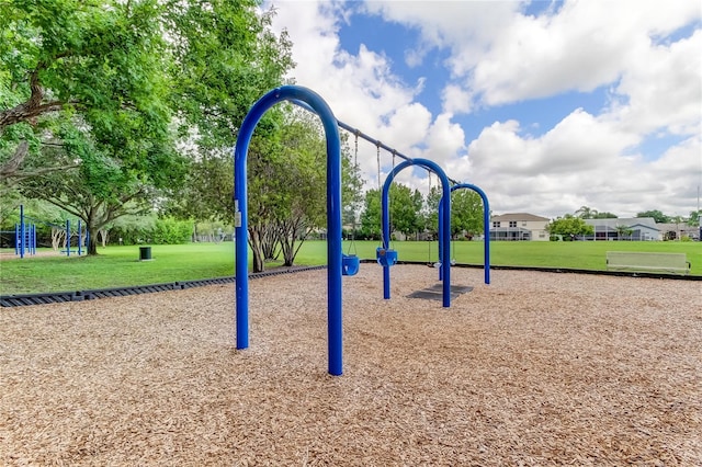 view of play area with a lawn