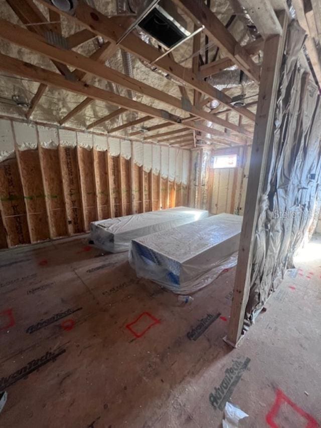 view of unfinished attic