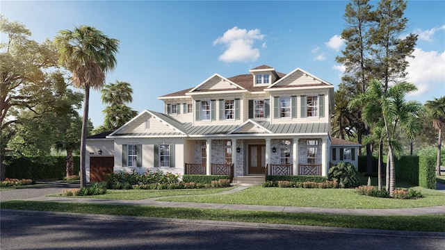 view of front of property featuring a front lawn