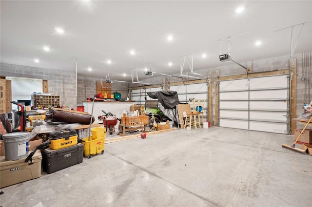 garage with a garage door opener