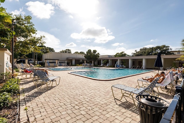 view of pool featuring a patio