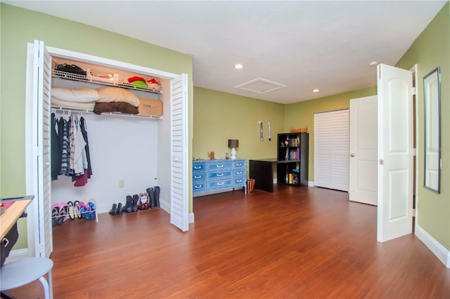 bedroom featuring dark hardwood / wood-style floors