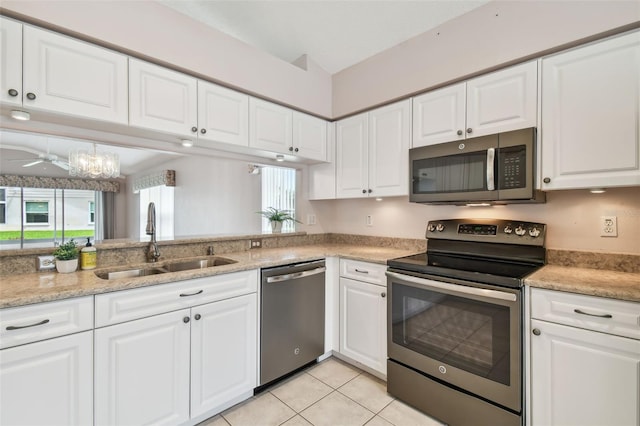 kitchen featuring sink, white cabinetry, and stainless steel appliances