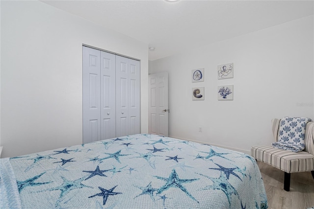 bedroom featuring a closet and hardwood / wood-style flooring