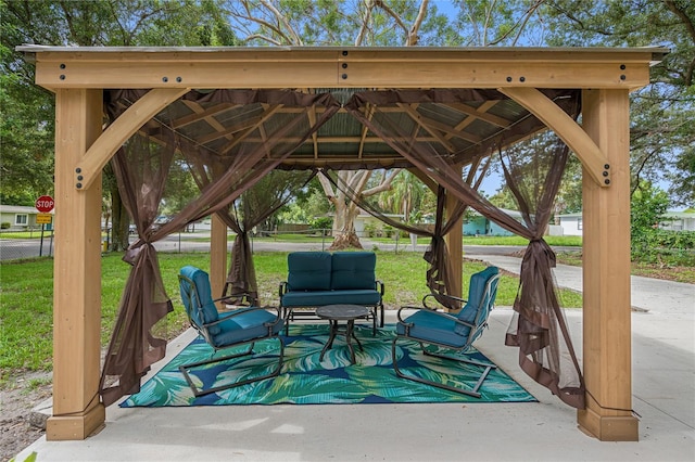 view of patio / terrace with a gazebo