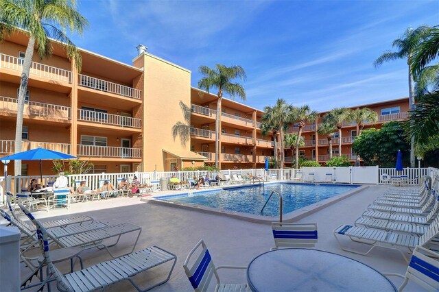 view of pool featuring a patio area