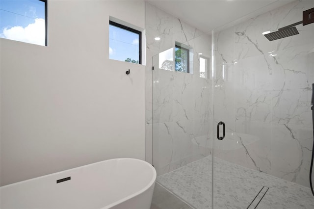 bathroom with plus walk in shower