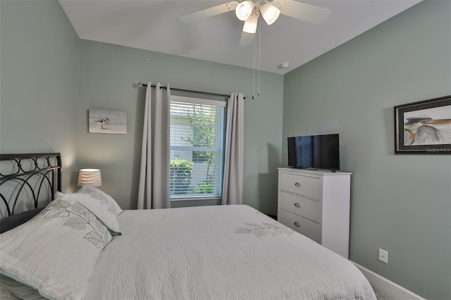 bedroom featuring carpet flooring and ceiling fan