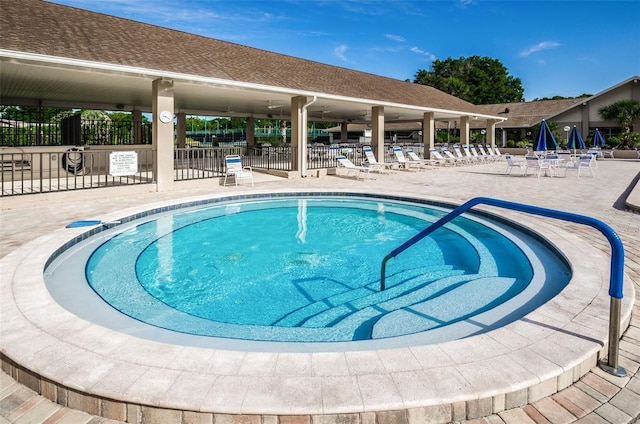 view of pool featuring a patio