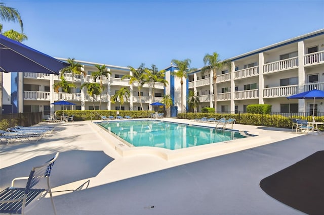 view of pool featuring a patio area