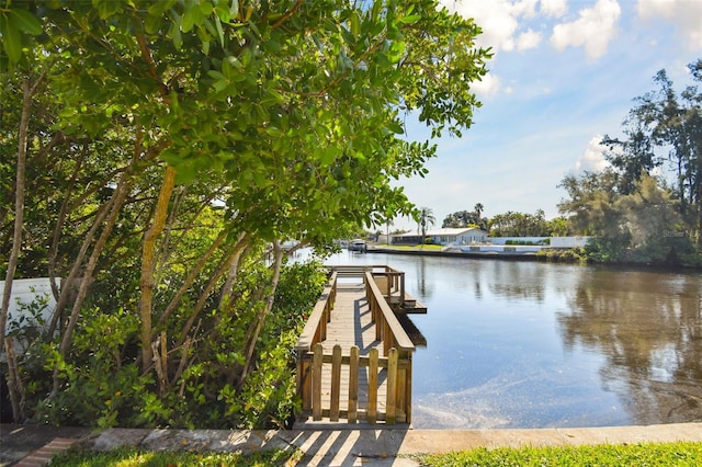 dock area featuring a water view