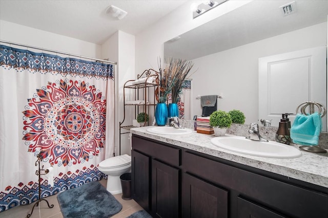 bathroom with visible vents, tile patterned flooring, and a sink