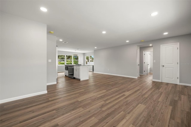 unfurnished living room with dark hardwood / wood-style floors