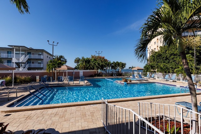 view of pool featuring a patio area