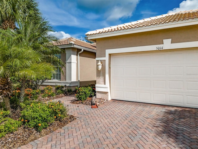 exterior space featuring a garage