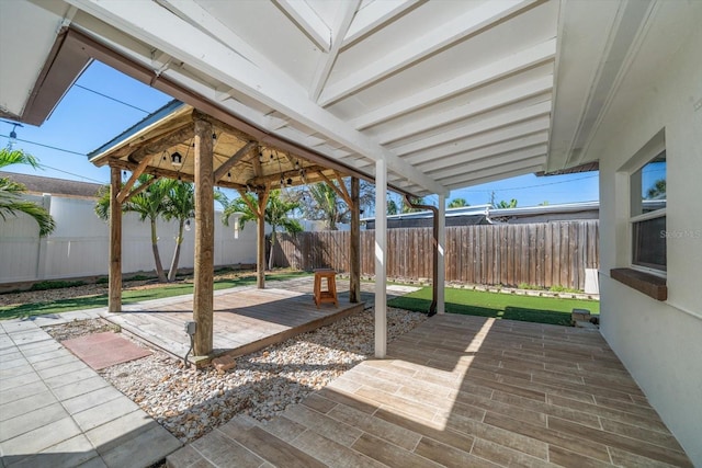 view of patio with a fenced backyard