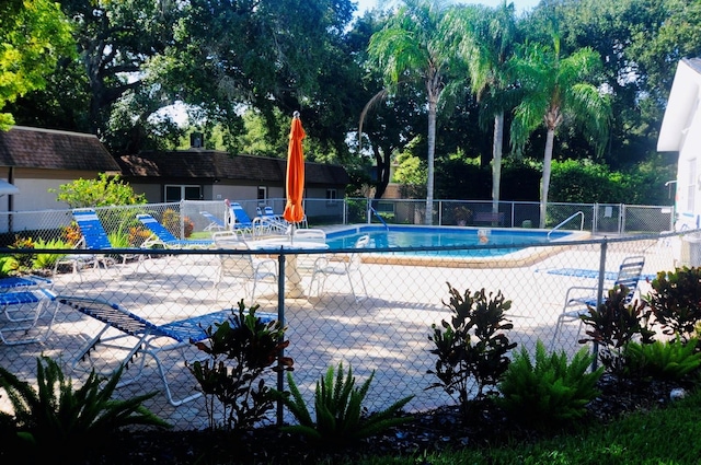 view of swimming pool with a patio area