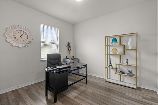 office area featuring hardwood / wood-style flooring