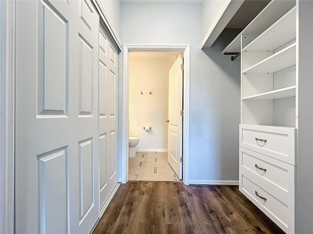 interior space with dark hardwood / wood-style floors