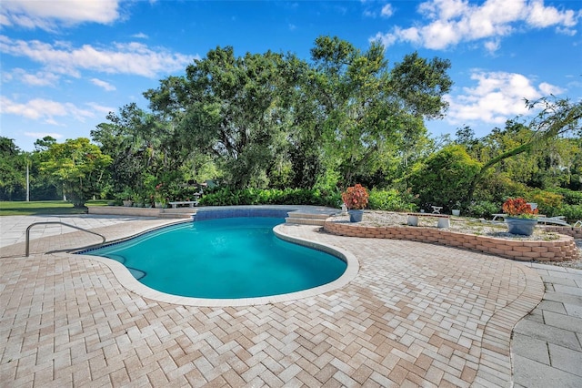 pool with a patio area