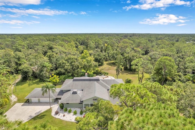 drone / aerial view with a forest view