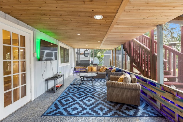 interior space with an outdoor hangout area