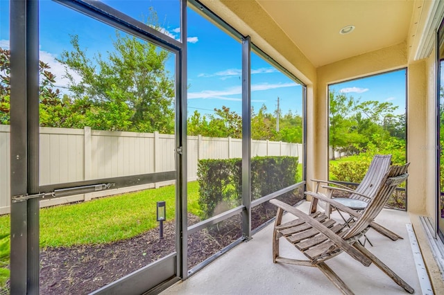 view of unfurnished sunroom