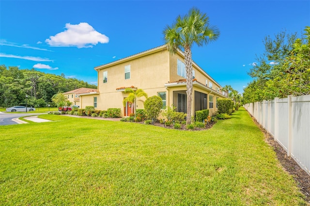 view of property exterior featuring a yard