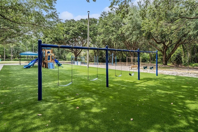 view of play area featuring a yard