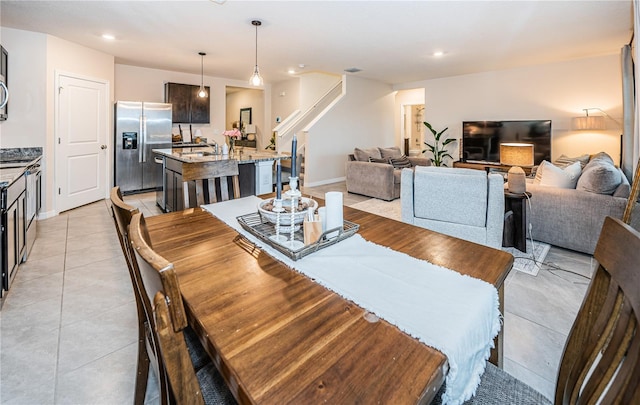 8367 Ender Hills Dr, Wesley Chapel, FL 33545 - dining space featuring light tile patterned floors and recessed lighting